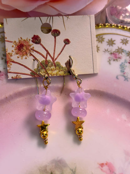 Purple star beaded earrings